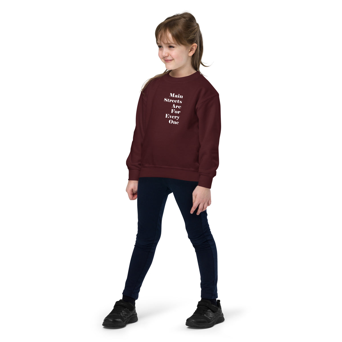 Main Streets Are For Everyone (White) Youth Crewneck Sweatshirt