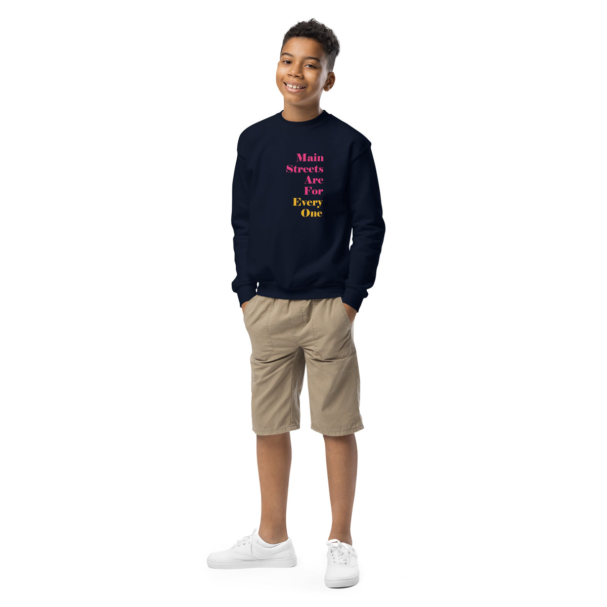 Main Streets Are For Everyone (Pink & Yellow) Youth Crewneck Sweatshirt
