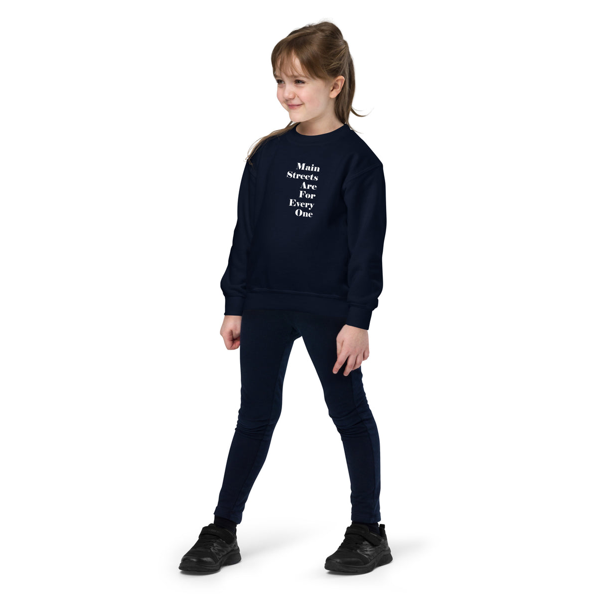 Main Streets Are For Everyone (White) Youth Crewneck Sweatshirt