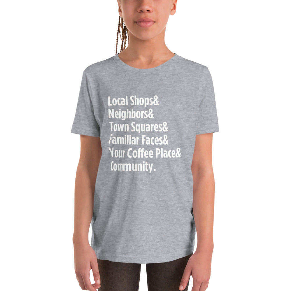 "Only on Main Street" (Community) Youth Short Sleeve T-Shirt