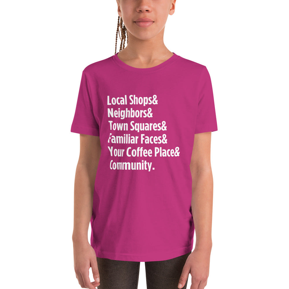 "Only on Main Street" (Community) Youth Short Sleeve T-Shirt