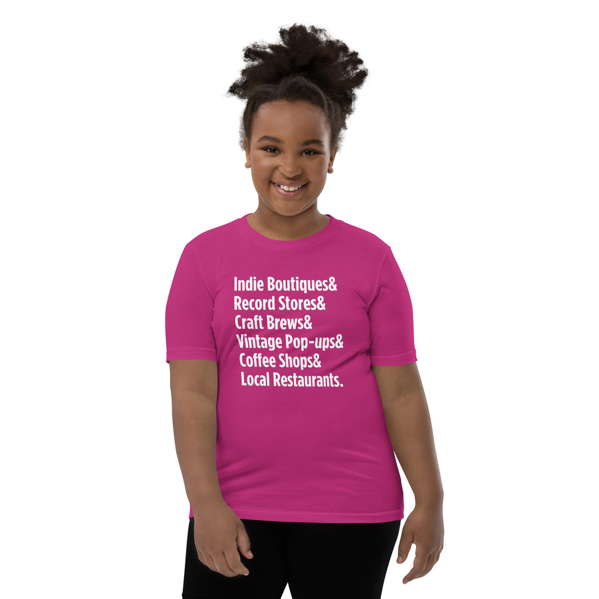 "Only on Main Streets" (Local Businesses) Youth Short Sleeve T-Shirt