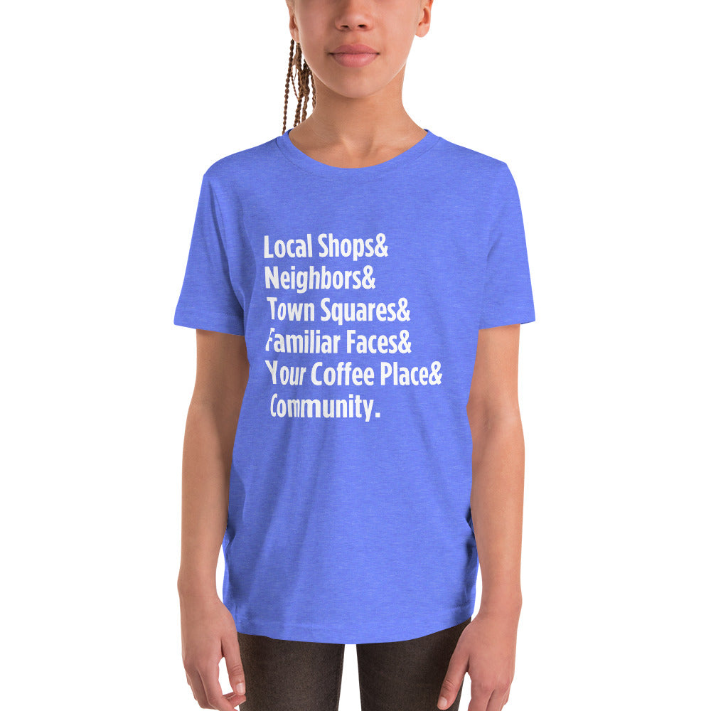 "Only on Main Street" (Community) Youth Short Sleeve T-Shirt