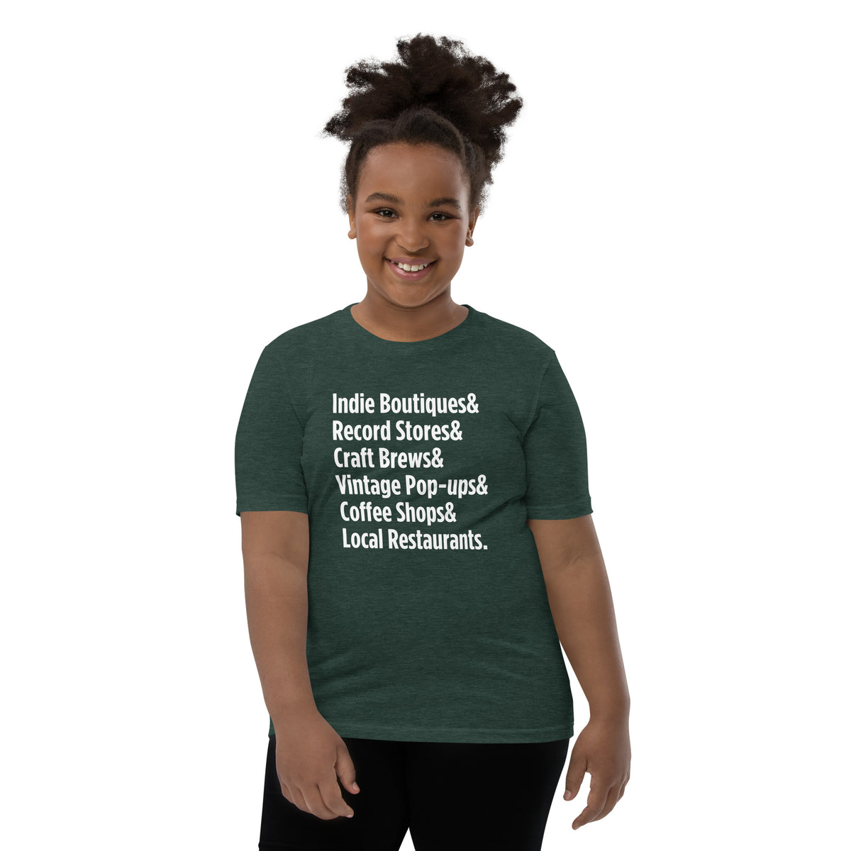"Only on Main Streets" (Local Businesses) Youth Short Sleeve T-Shirt