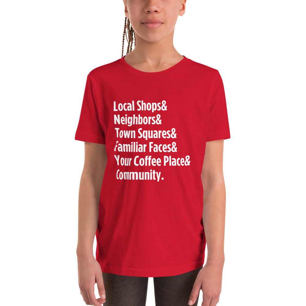 "Only on Main Street" (Community) Youth Short Sleeve T-Shirt