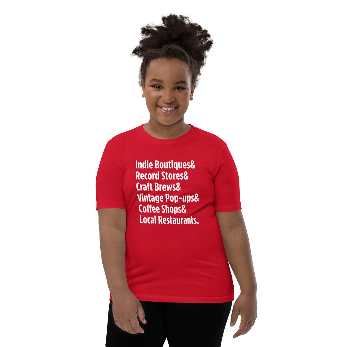 "Only on Main Streets" (Local Businesses) Youth Short Sleeve T-Shirt