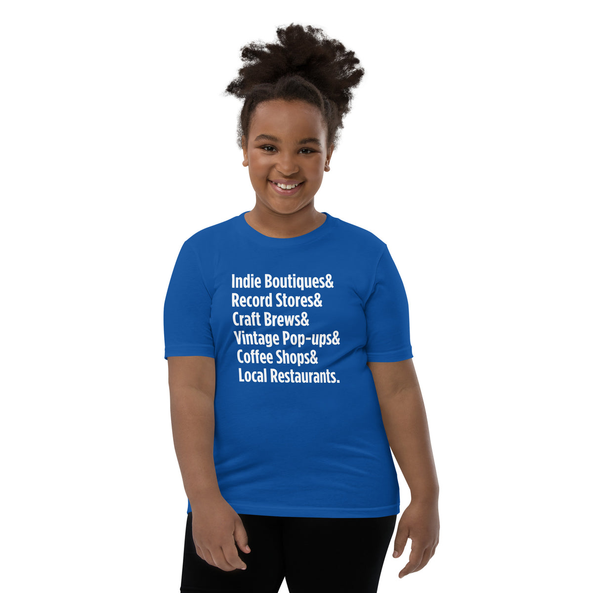 "Only on Main Streets" (Local Businesses) Youth Short Sleeve T-Shirt