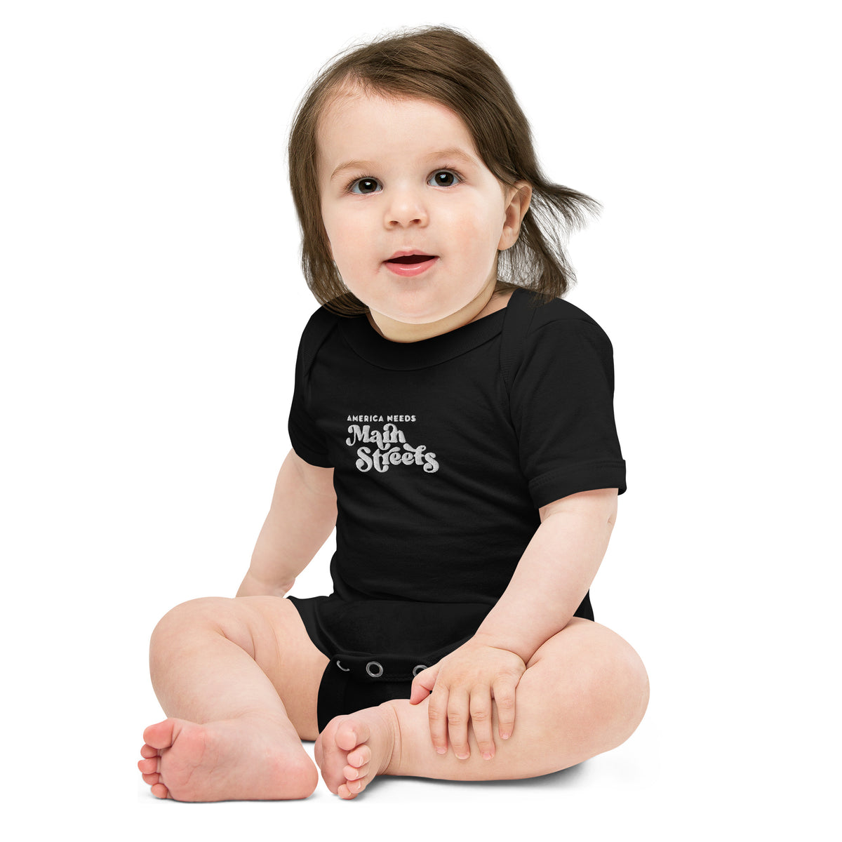 "America Needs Main Streets" Baby Short Sleeve Onesie