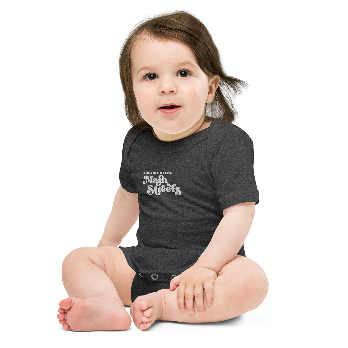 "America Needs Main Streets" Baby Short Sleeve Onesie