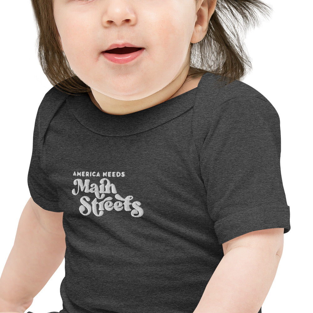 "America Needs Main Streets" Baby Short Sleeve Onesie