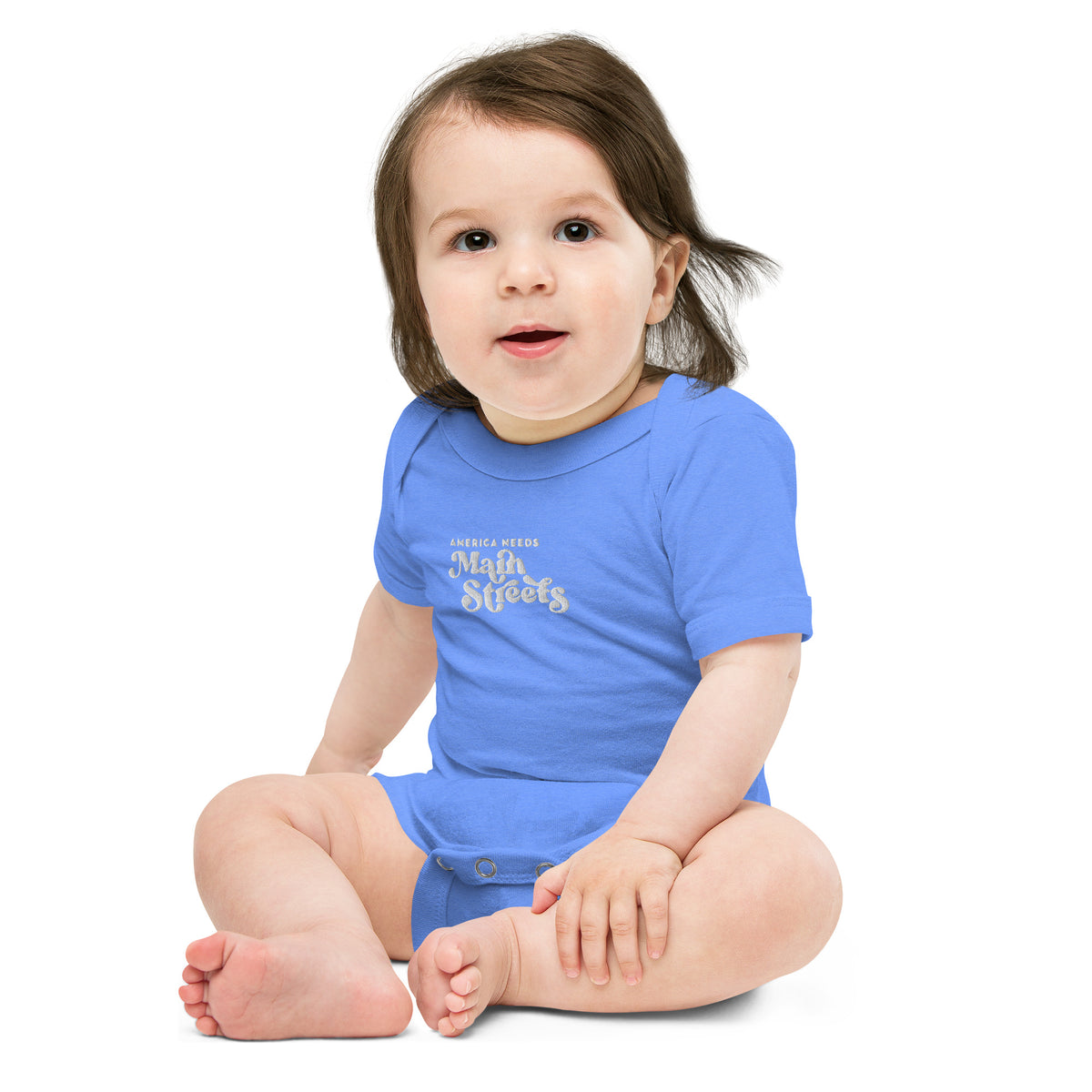 "America Needs Main Streets" Baby Short Sleeve Onesie