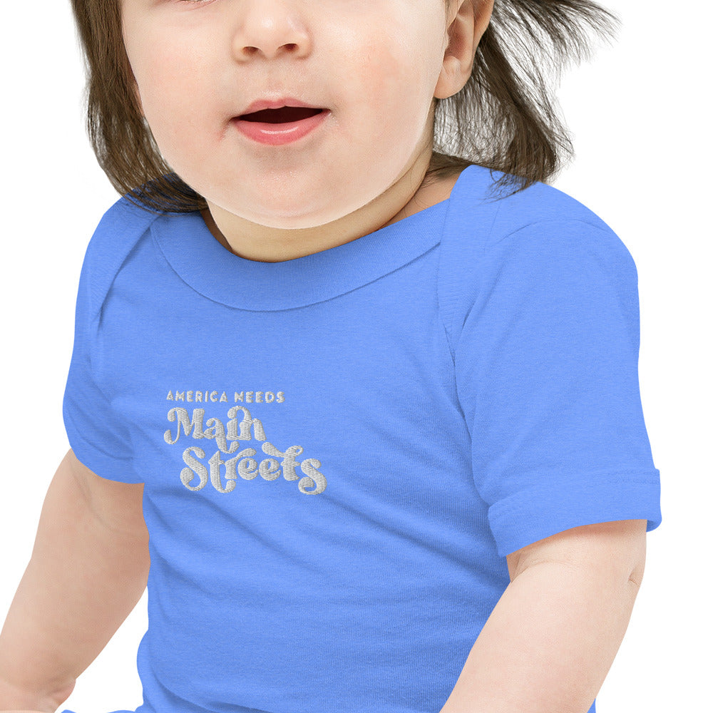 "America Needs Main Streets" Baby Short Sleeve Onesie