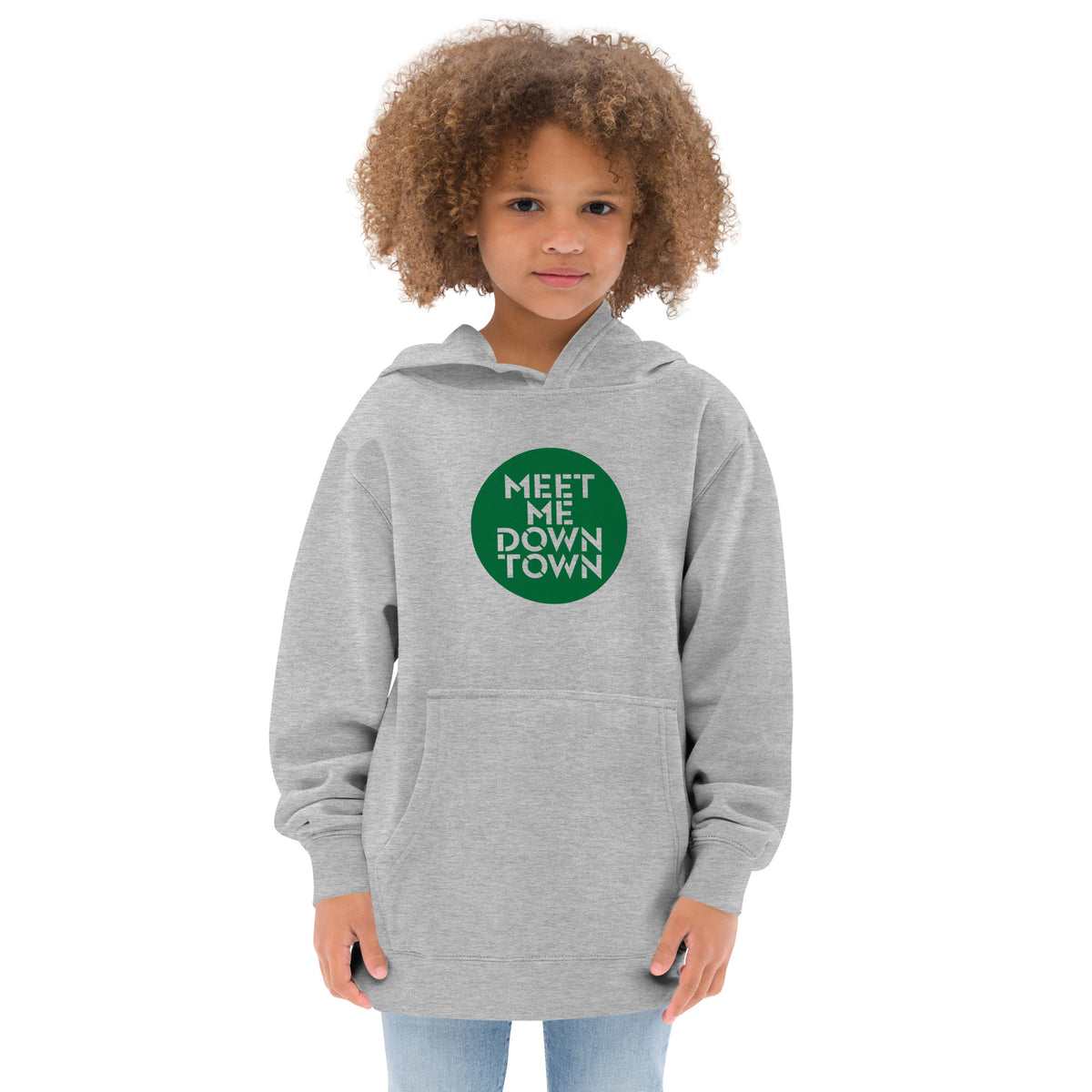 "Meet Me Downtown" Green Kids Fleece Hoodie