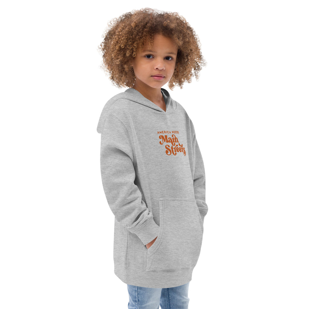 "America Needs Main Streets" Orange Kids Fleece Hoodie