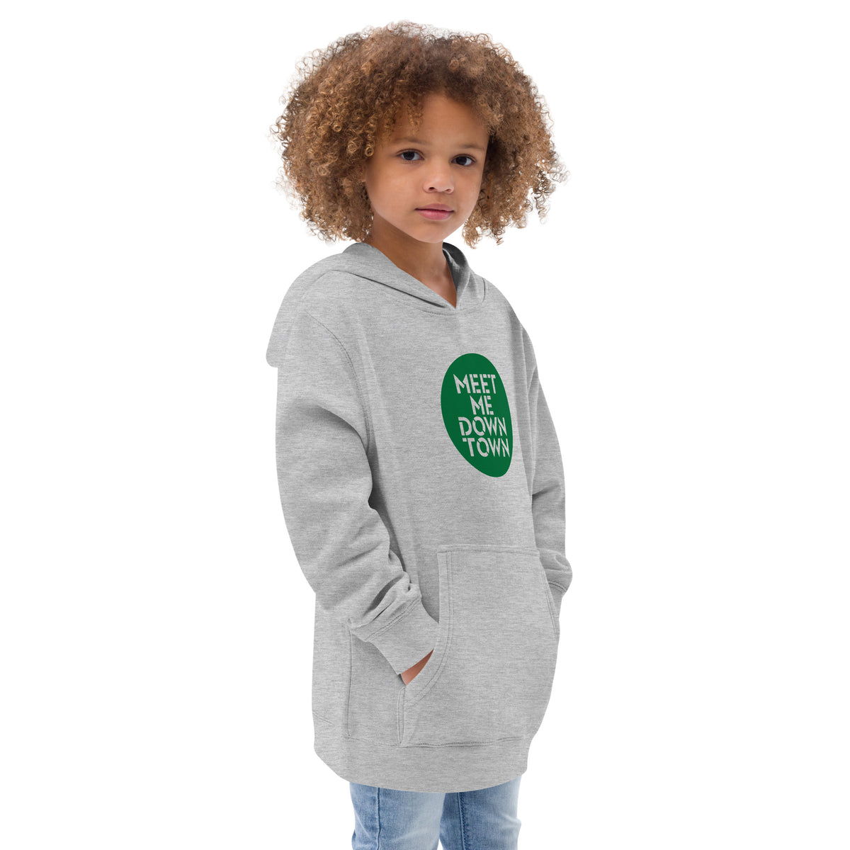 "Meet Me Downtown" Green Kids Fleece Hoodie
