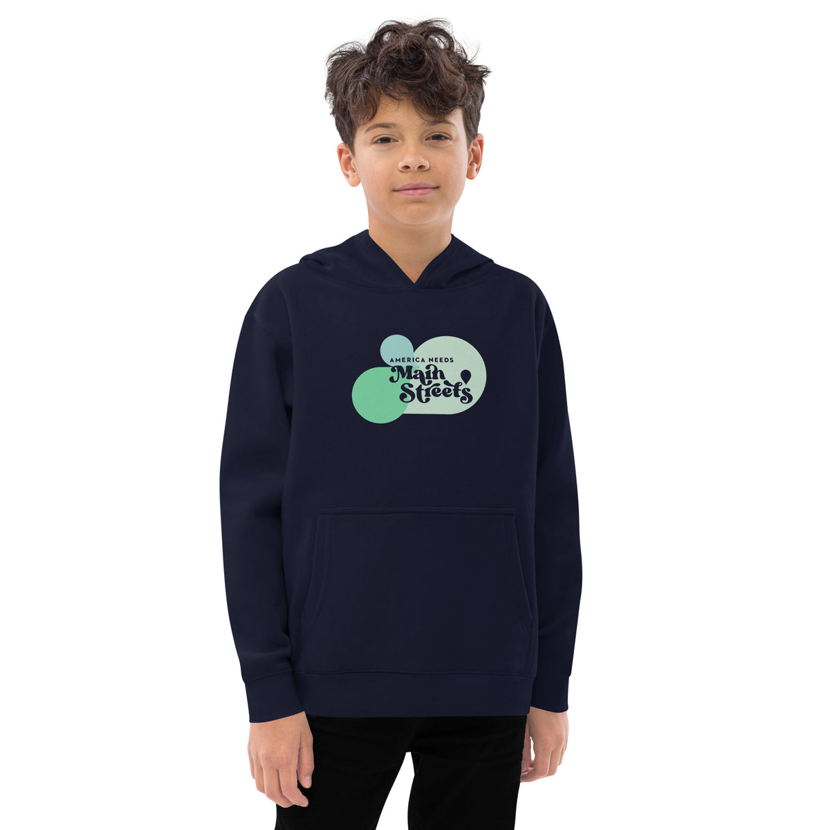 "America Needs Main Streets" Green Kids Fleece Hoodie
