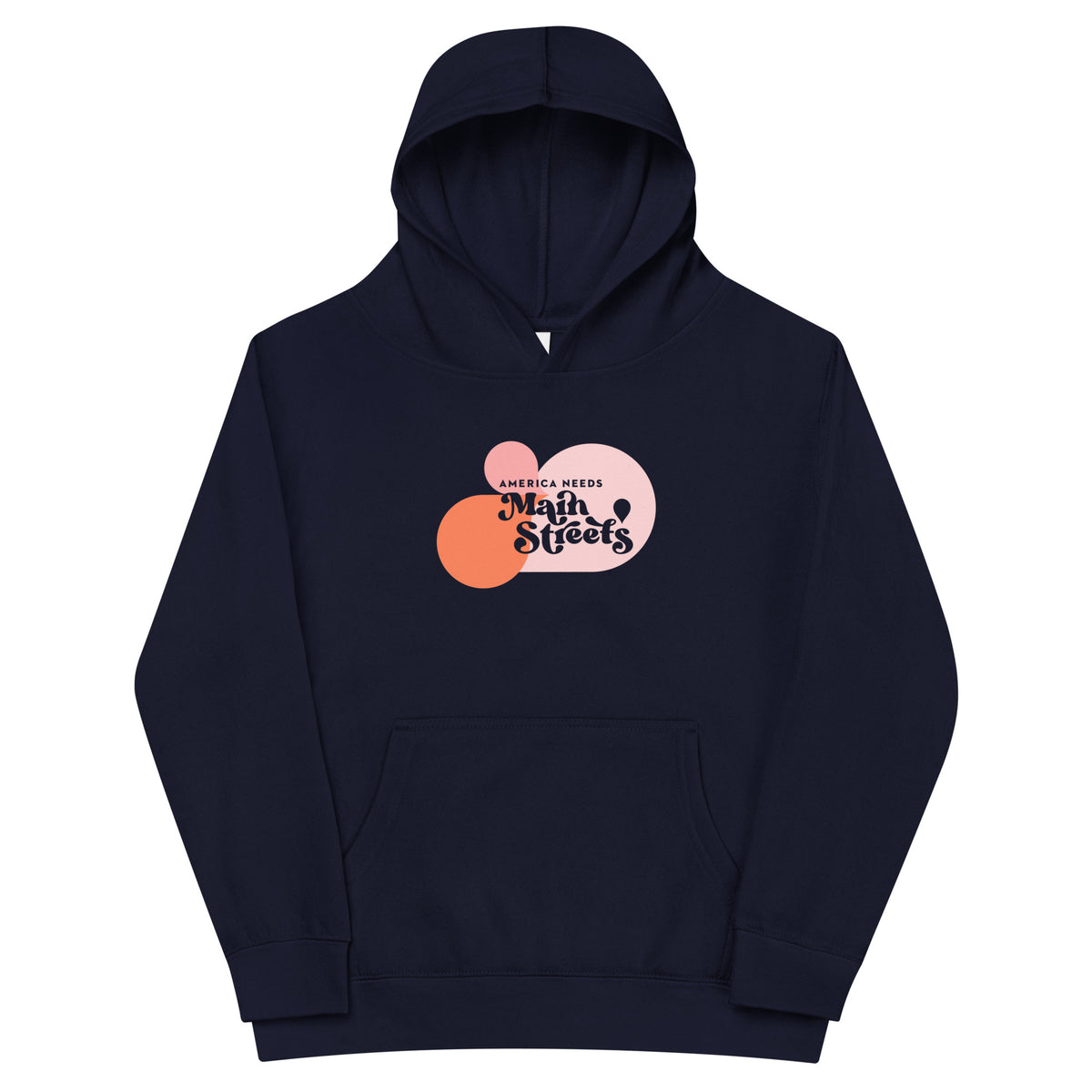"America Needs Main Streets" Pink Kids Fleece Hoodie
