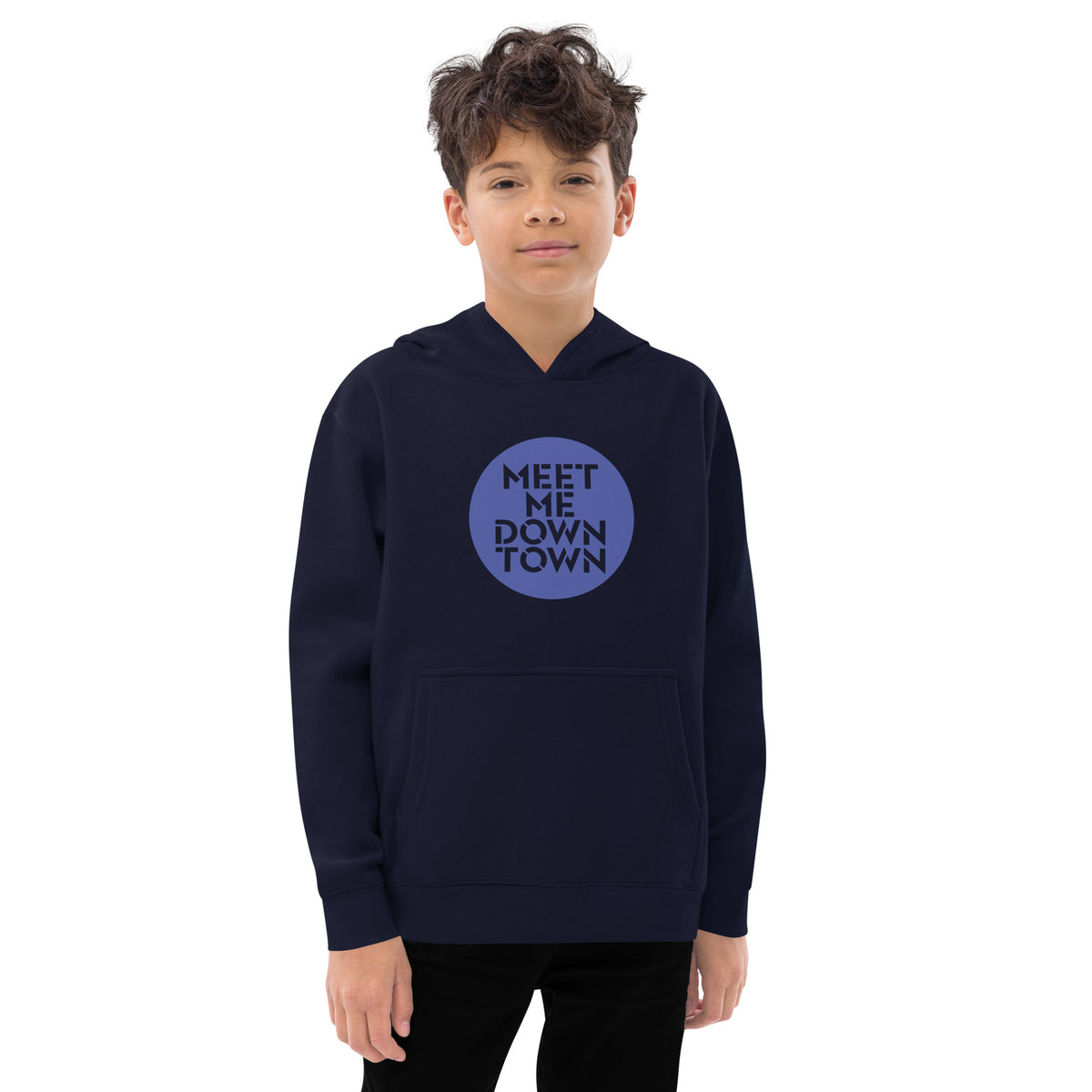 "Meet Me Downtown" Blue Kids Fleece Hoodie