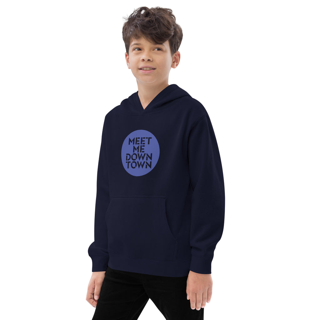 "Meet Me Downtown" Blue Kids Fleece Hoodie