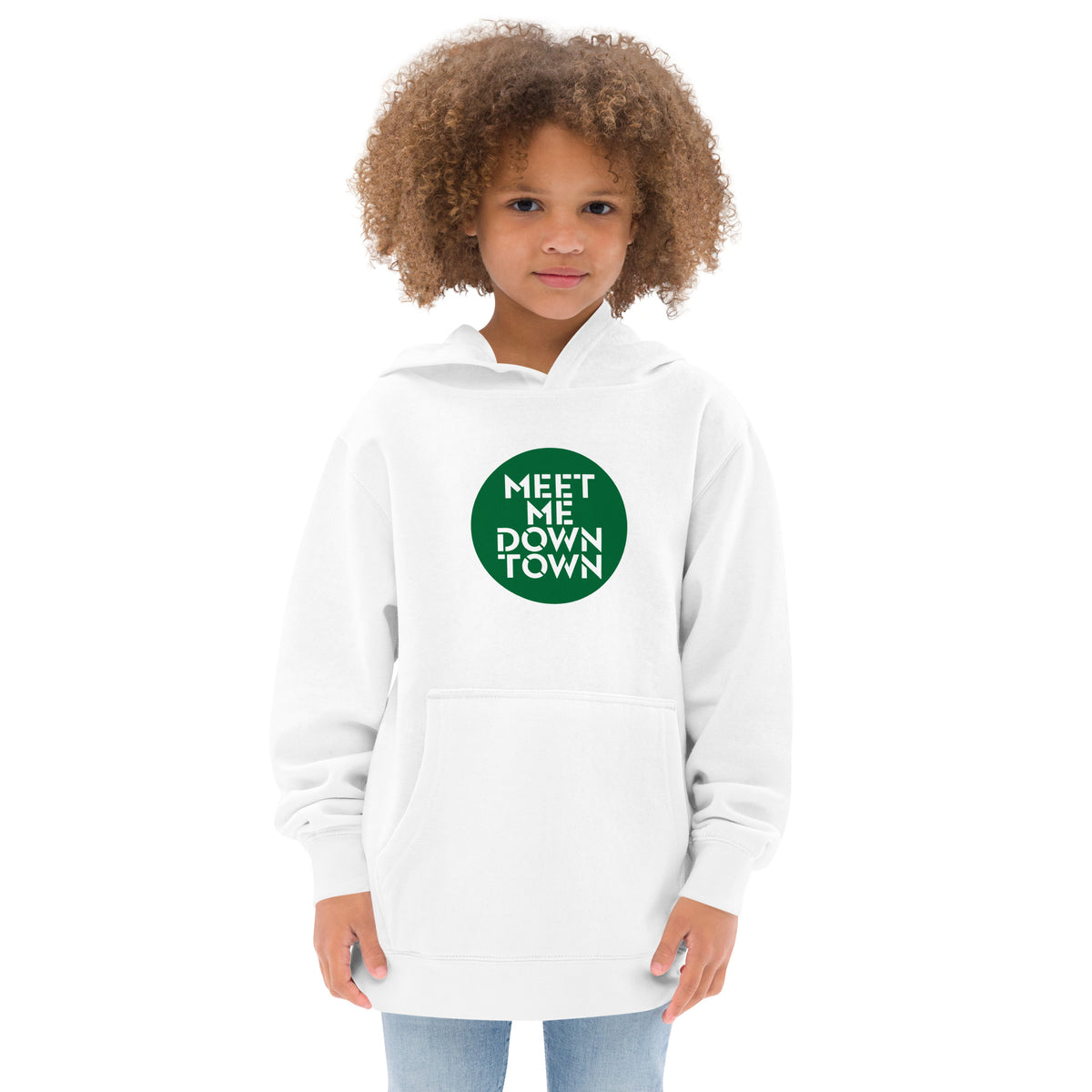 "Meet Me Downtown" Green Kids Fleece Hoodie