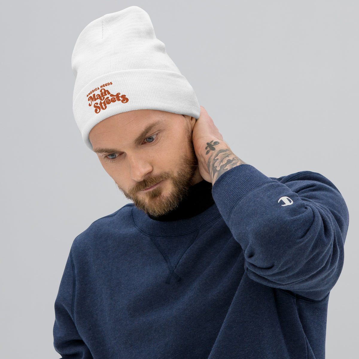"America Needs Main Streets" Orange Embroidered Beanie