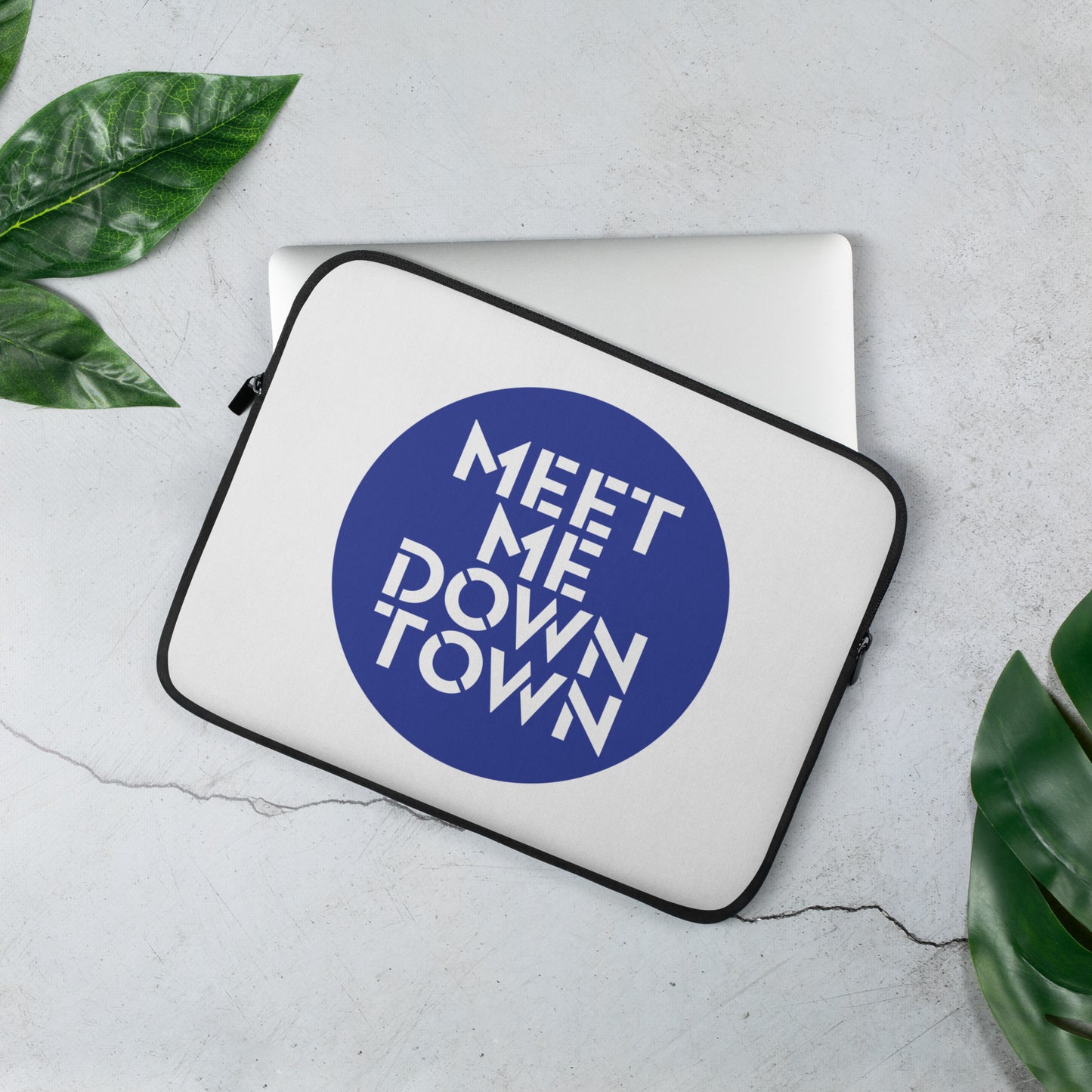 "Meet Me Downtown" Blue Laptop Sleeve