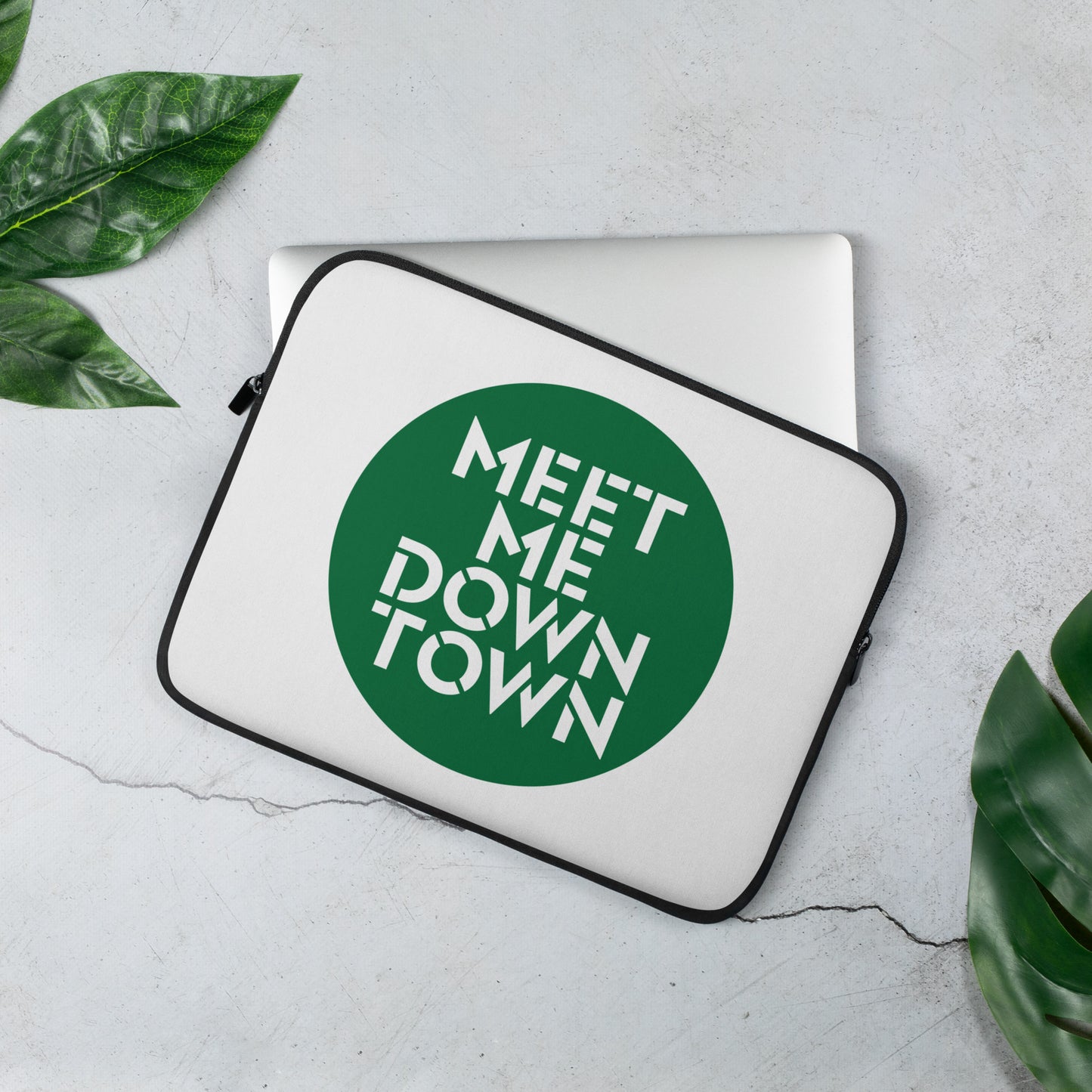 "Meet Me Downtown" Green Laptop Sleeve