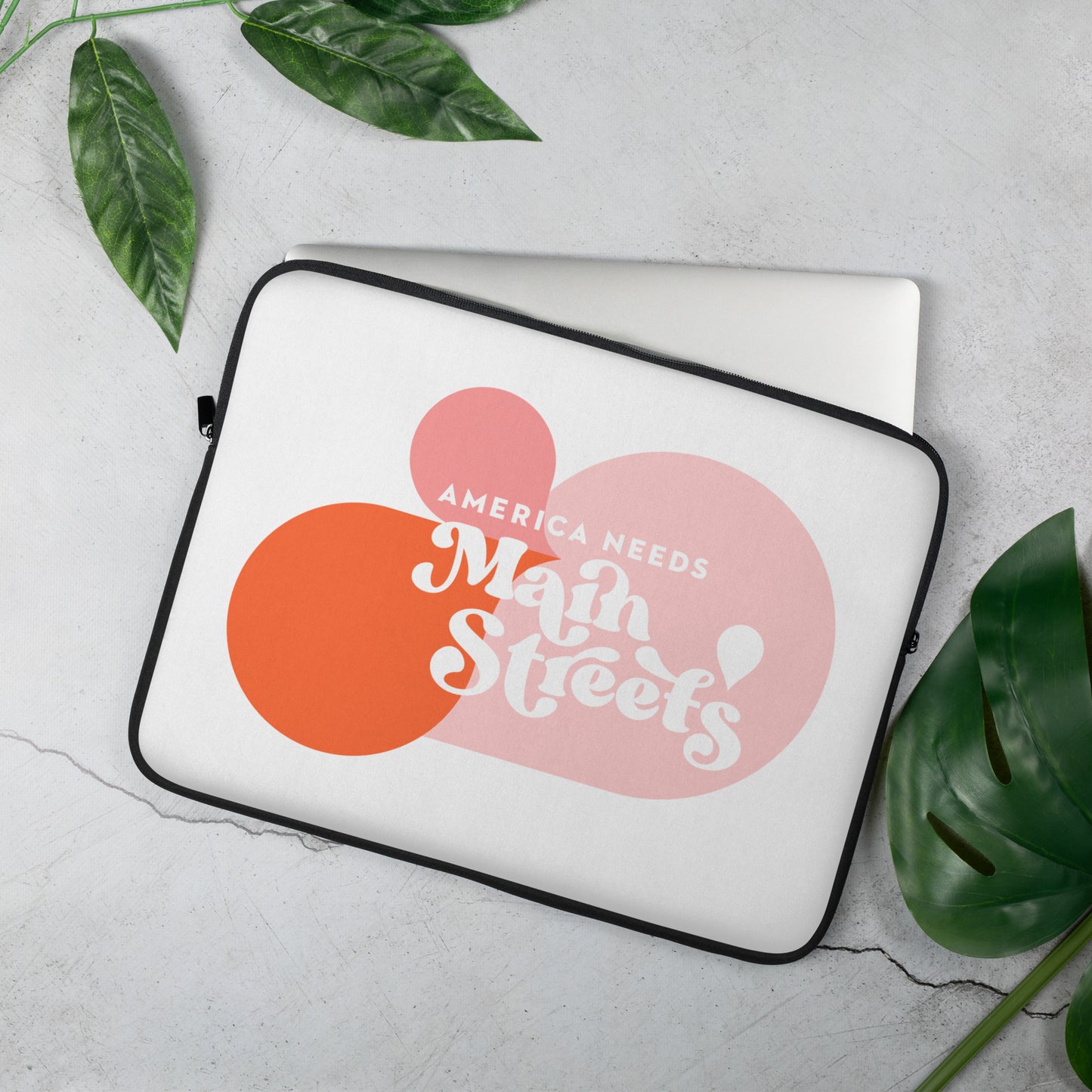 "America Needs Main Streets" Pink Laptop Sleeve