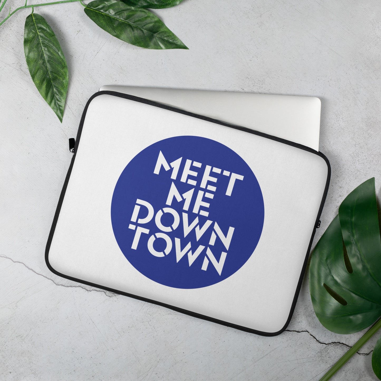 "Meet Me Downtown" Blue Laptop Sleeve