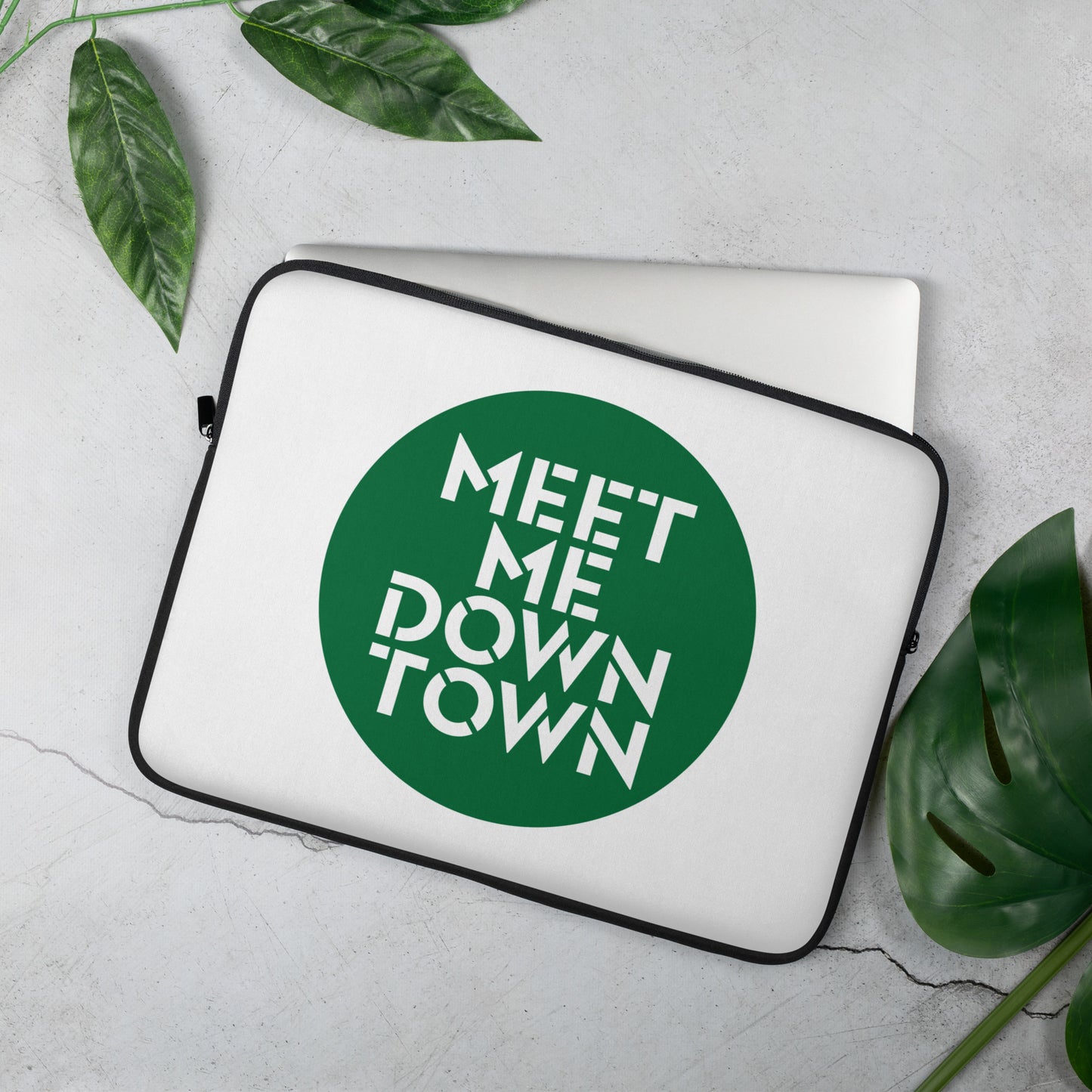 "Meet Me Downtown" Green Laptop Sleeve