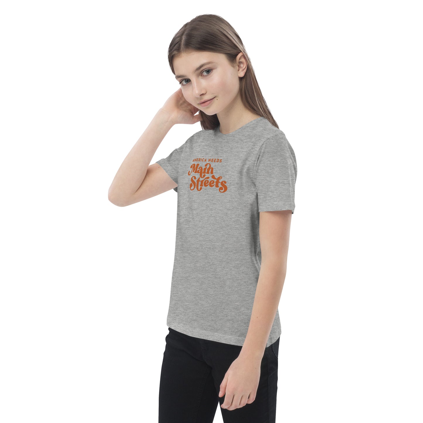 "America Needs Main Streets" Orange Organic Cotton Kids T-shirt
