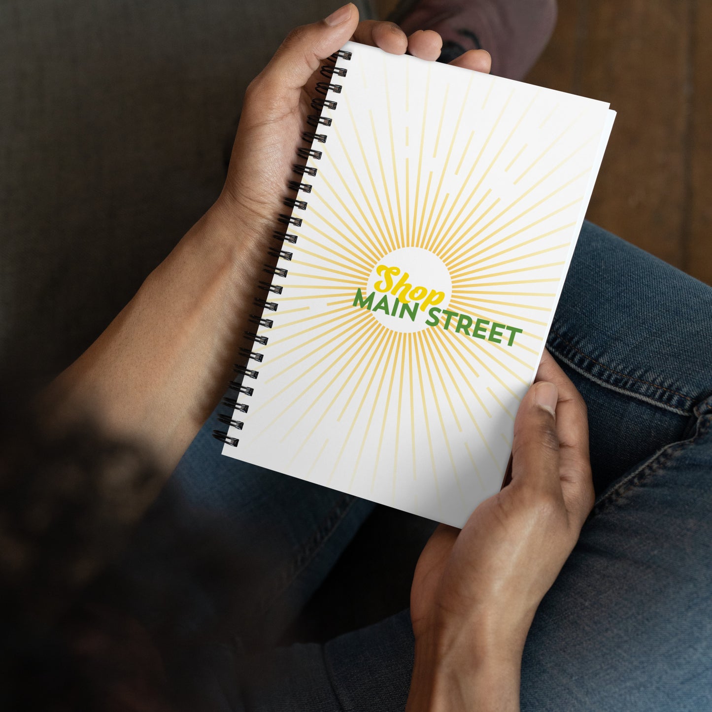"Shop Main Street" White & Yellow Spiral Notebook