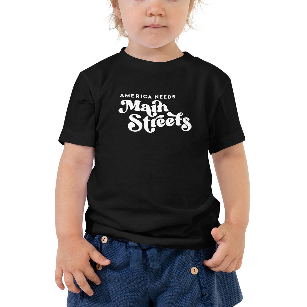 "America Needs Main Streets" White Kids/Toddler Short Sleeve Tee