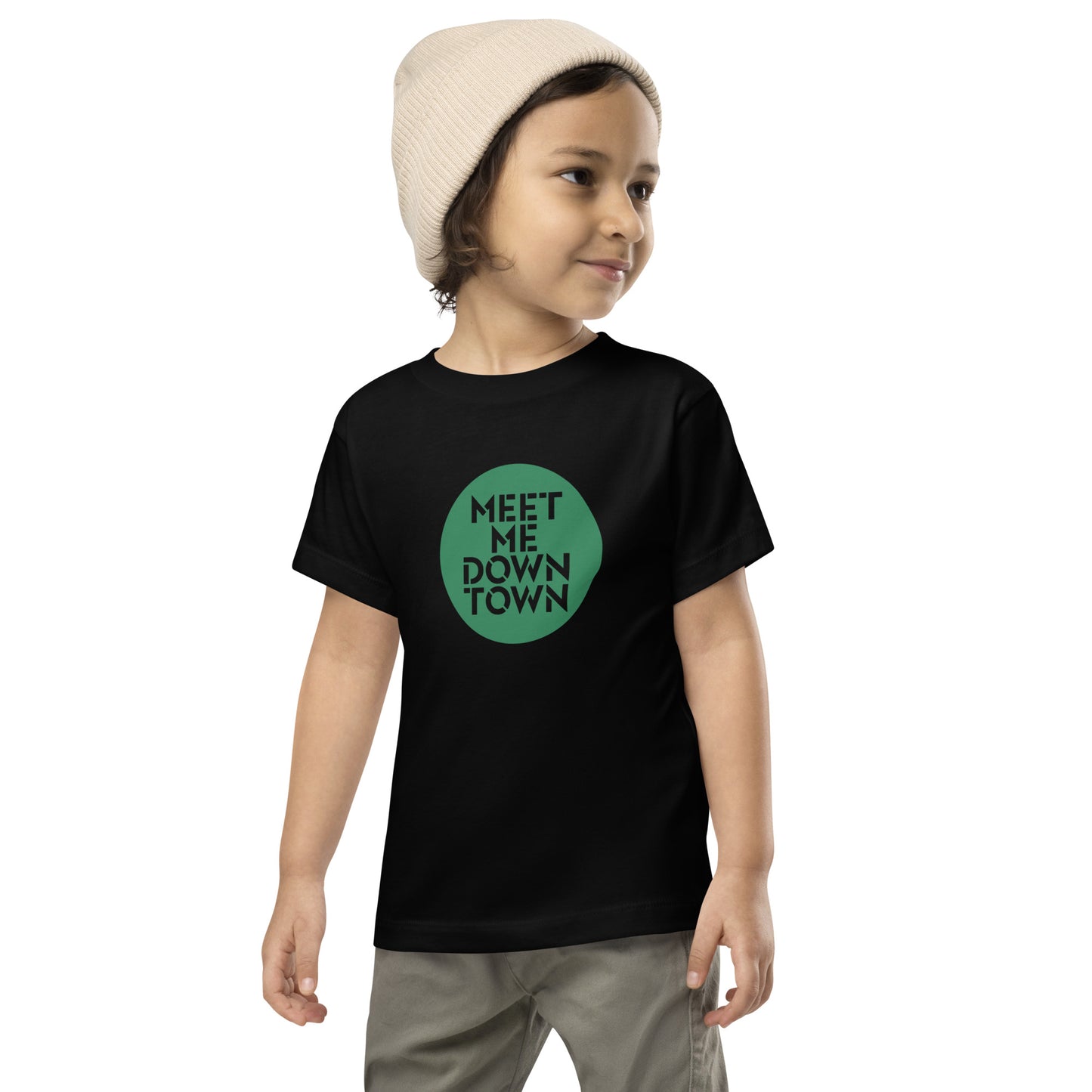 "Meet Me Downtown" Green Kids/Toddler Short Sleeve Tee