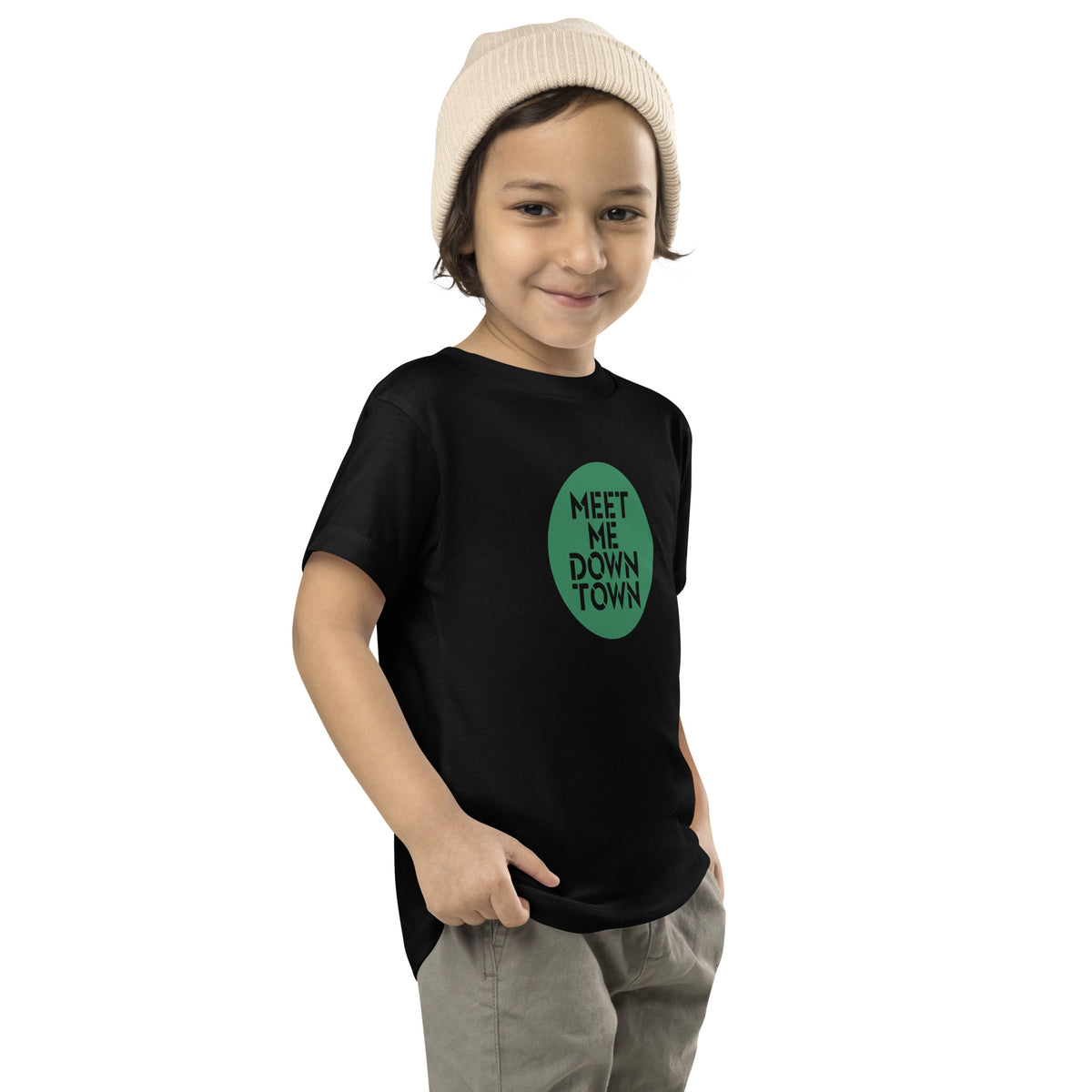 "Meet Me Downtown" Green Kids/Toddler Short Sleeve Tee