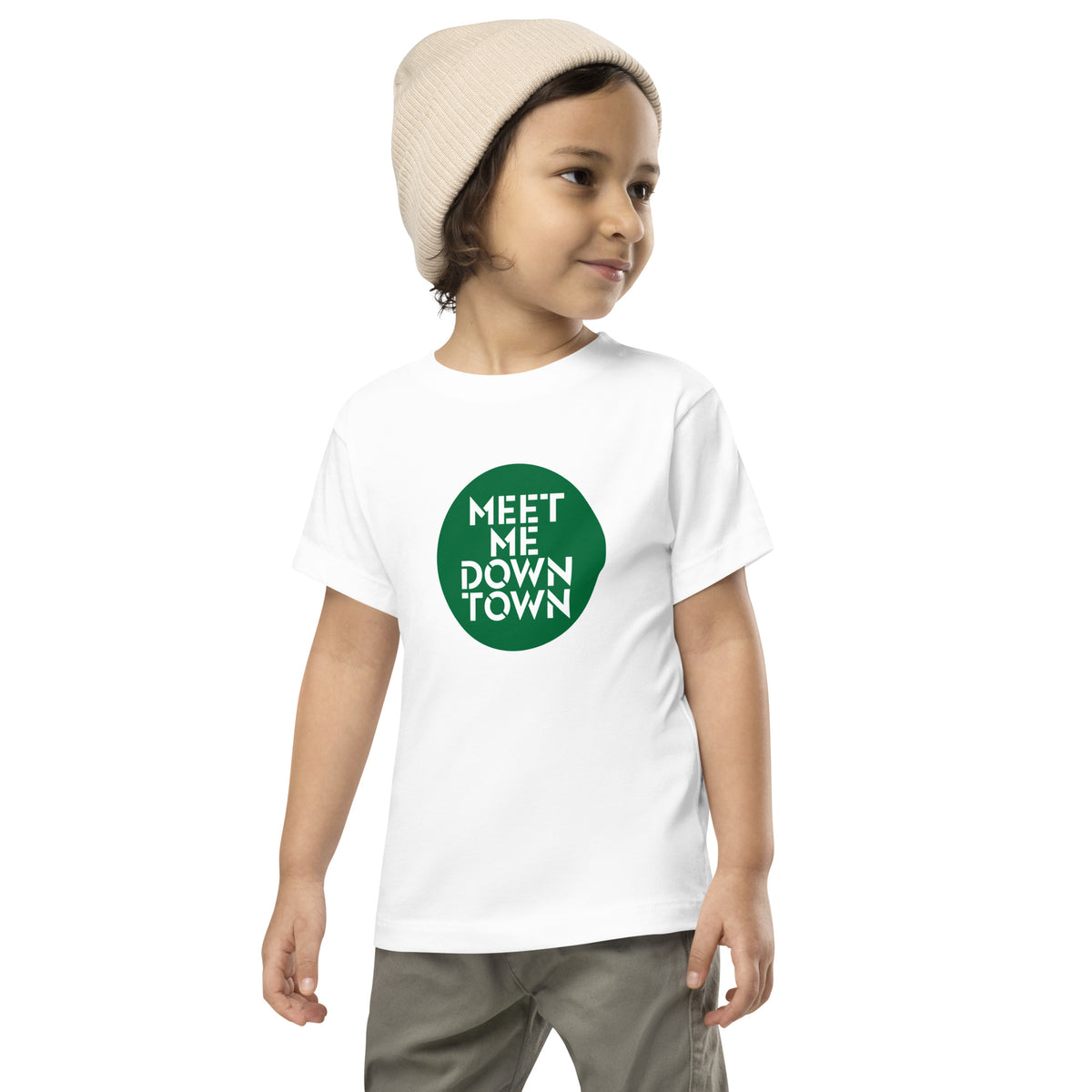 "Meet Me Downtown" Green Kids/Toddler Short Sleeve Tee