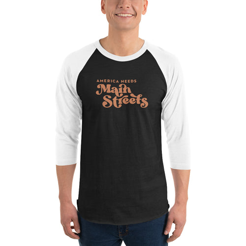 "America Needs Main Streets" Orange 3/4 Sleeve Raglan Shirt