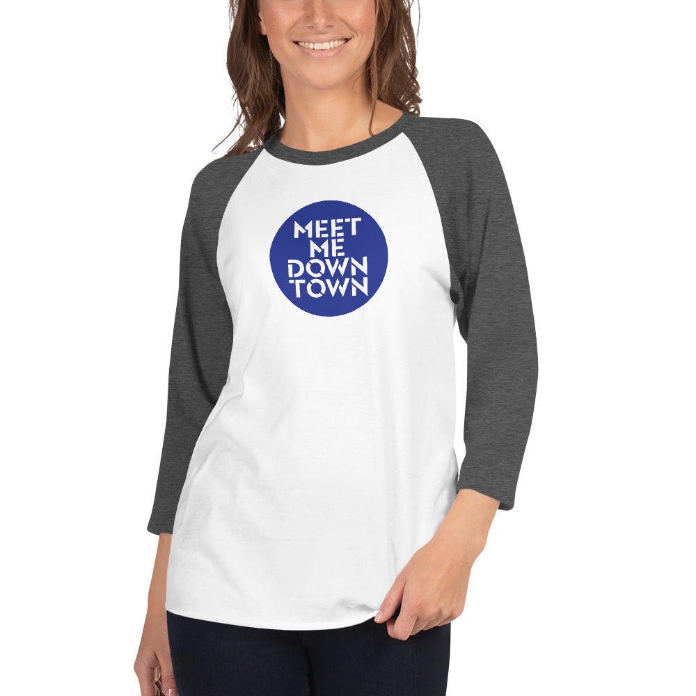 "Meet Me Downtown" Blue 3/4 Sleeve Raglan Shirt