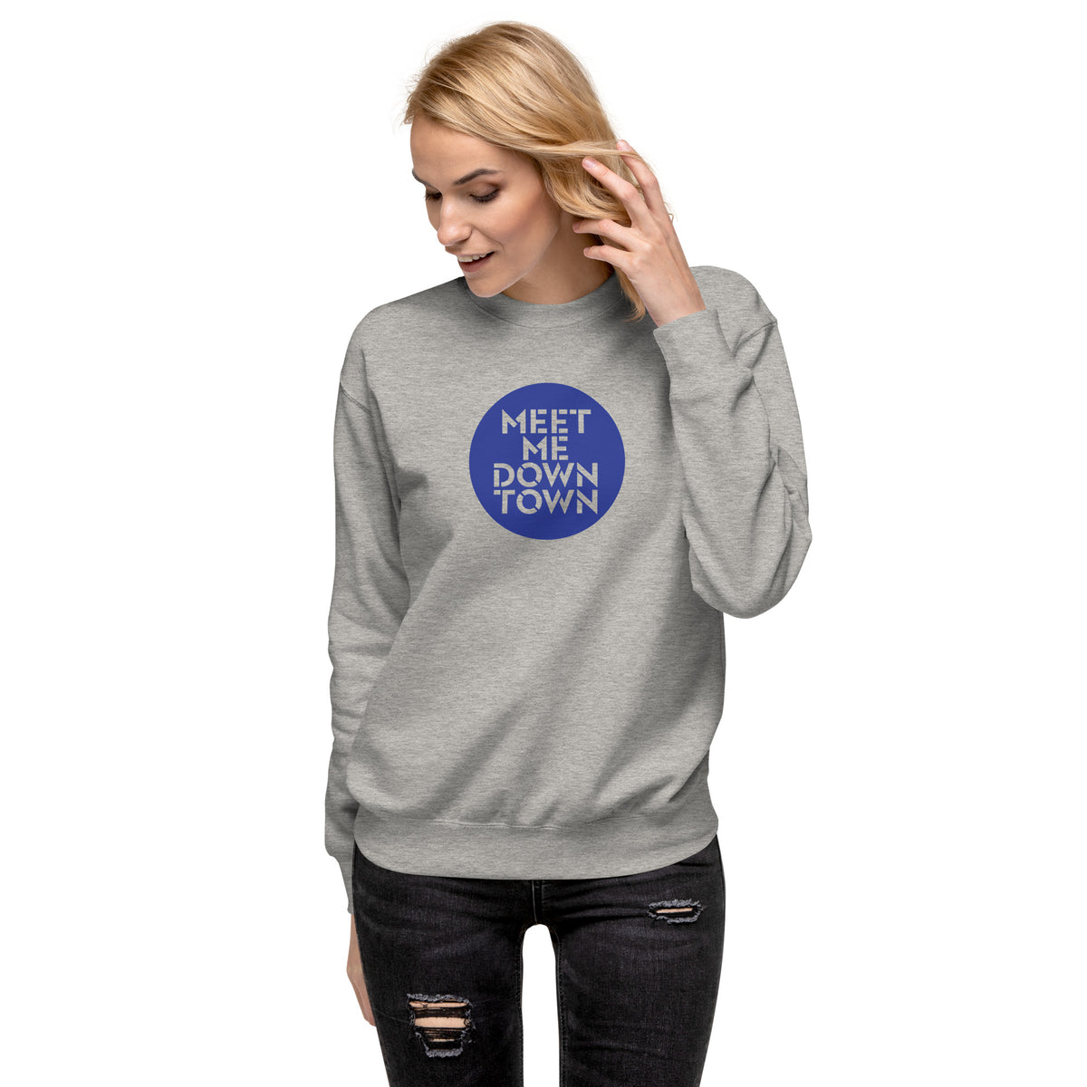 "Meet Me Downtown" Blue Unisex Premium Sweatshirt