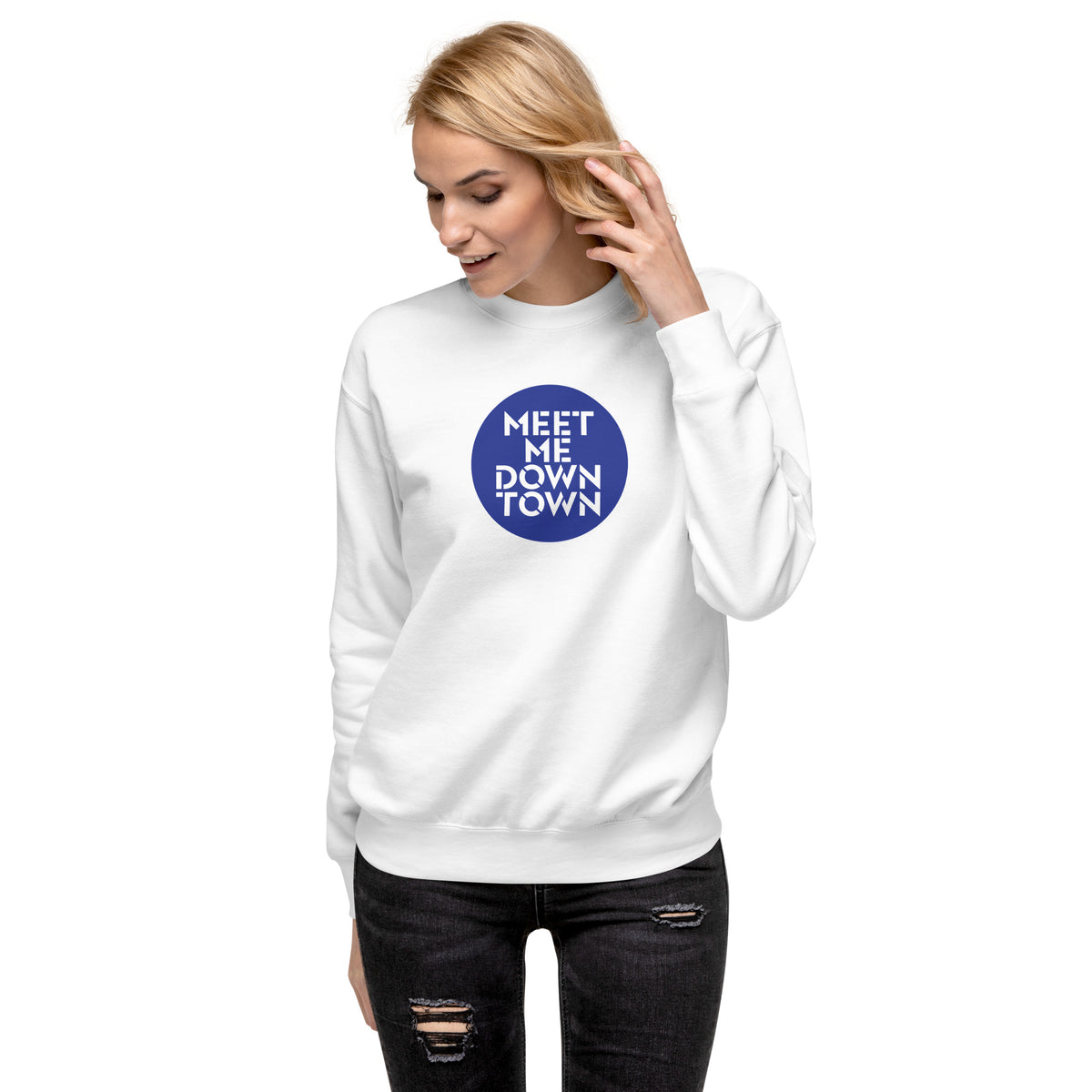 "Meet Me Downtown" Blue Unisex Premium Sweatshirt