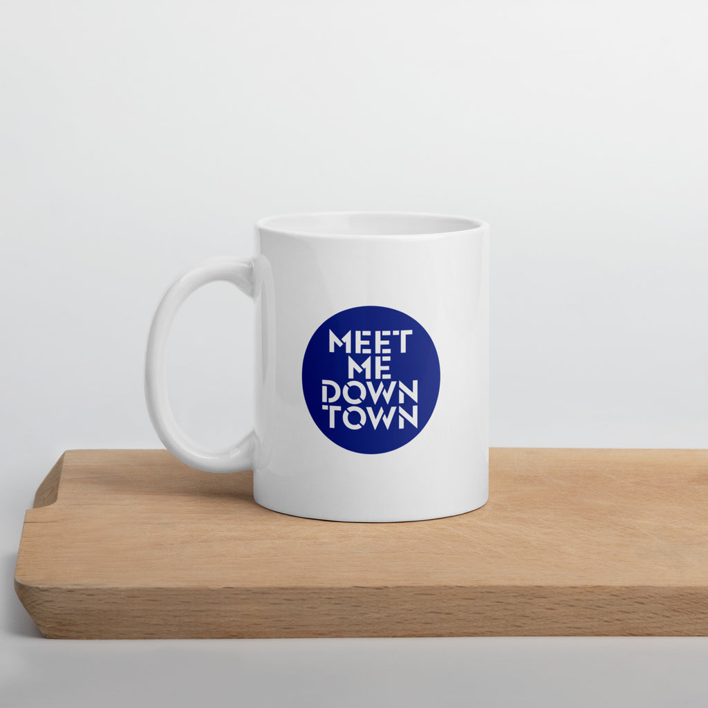 "Meet Me Downtown" White Glossy Mug