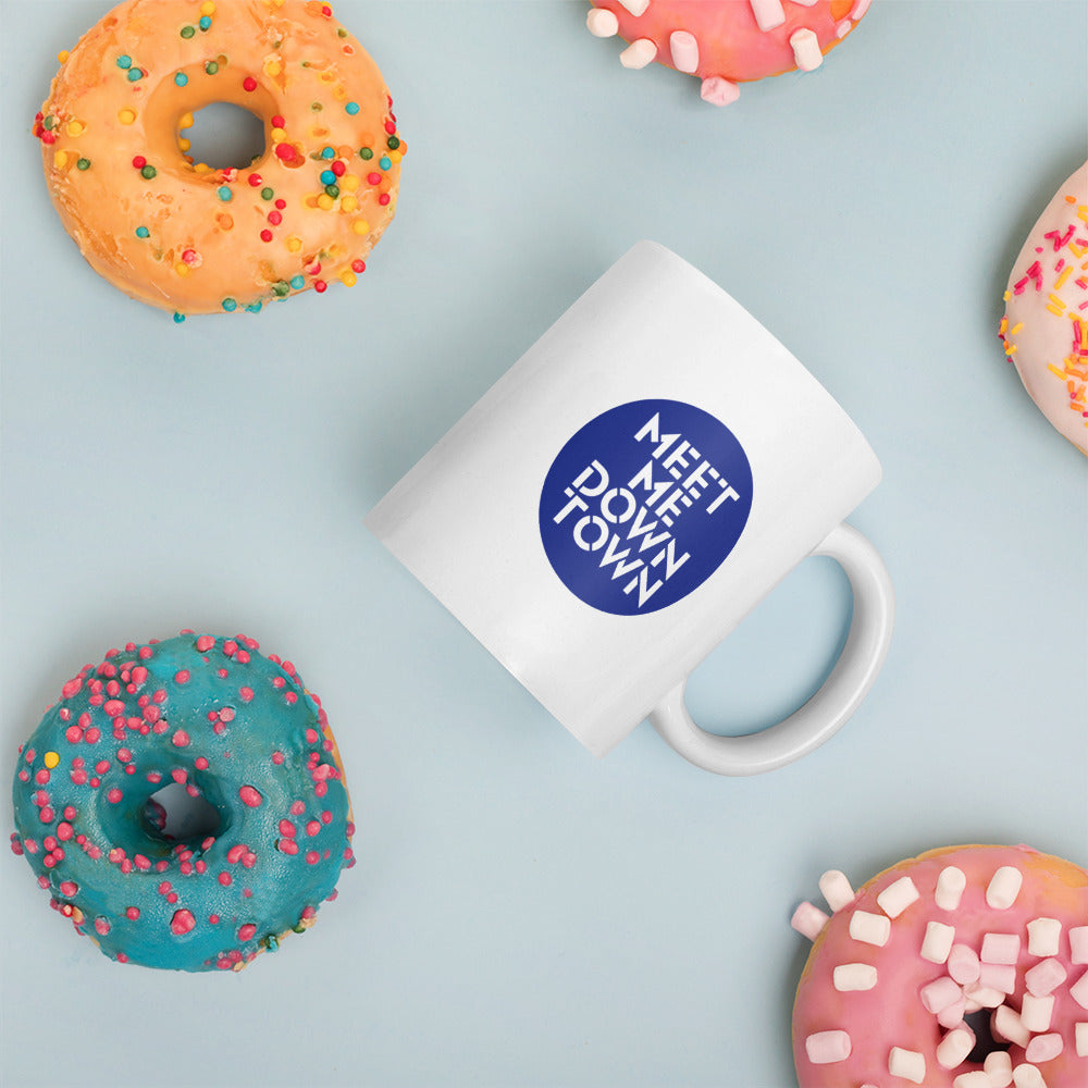 "Meet Me Downtown" White Glossy Mug