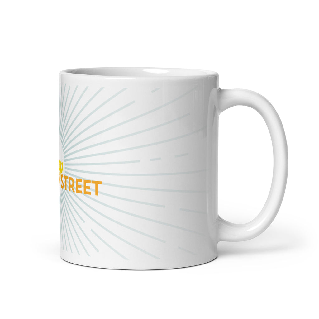 "Shop Main Street" White & Blue Glossy Mug