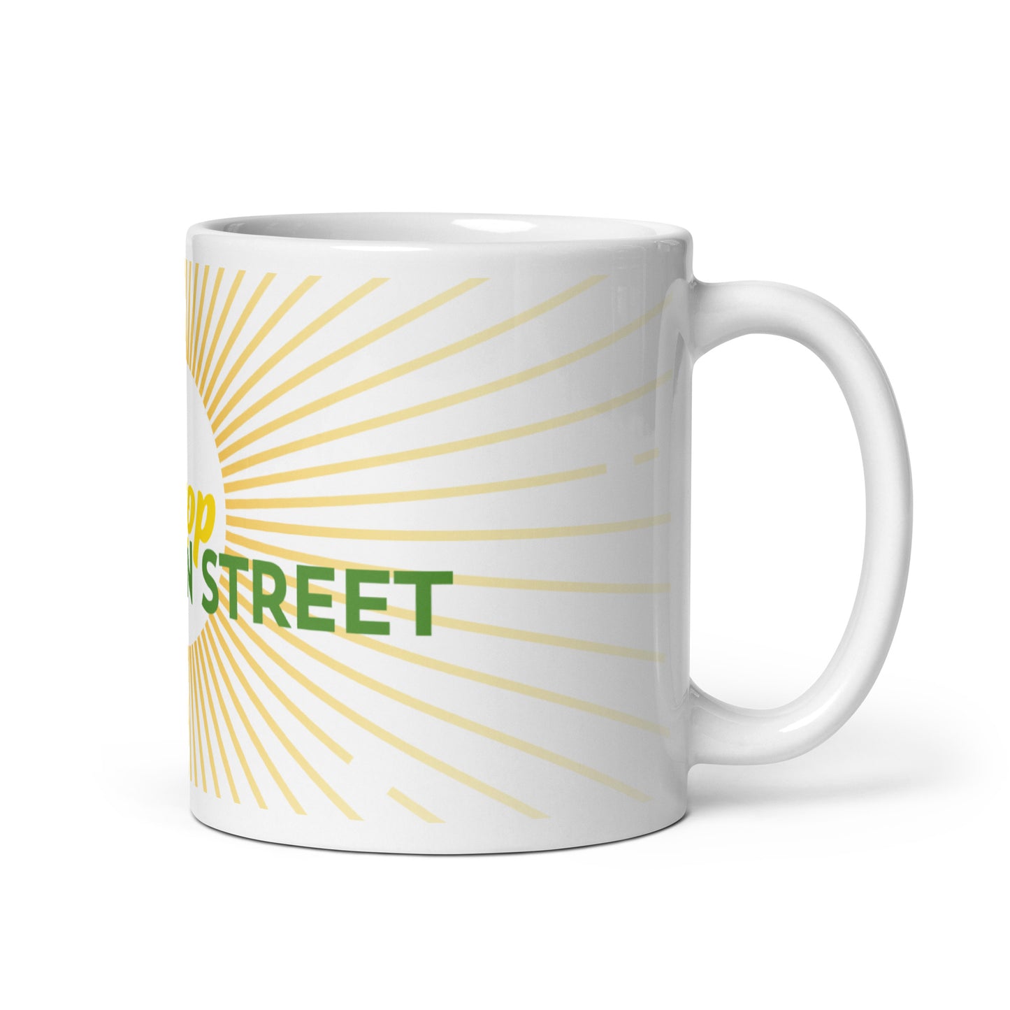 "Shop Main Street" White & Yellow Glossy Mug
