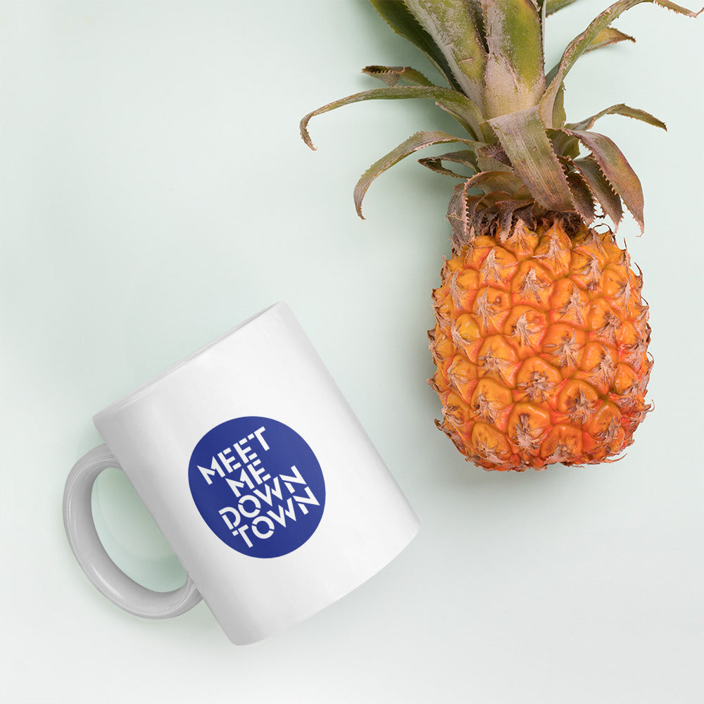 "Meet Me Downtown" White Glossy Mug