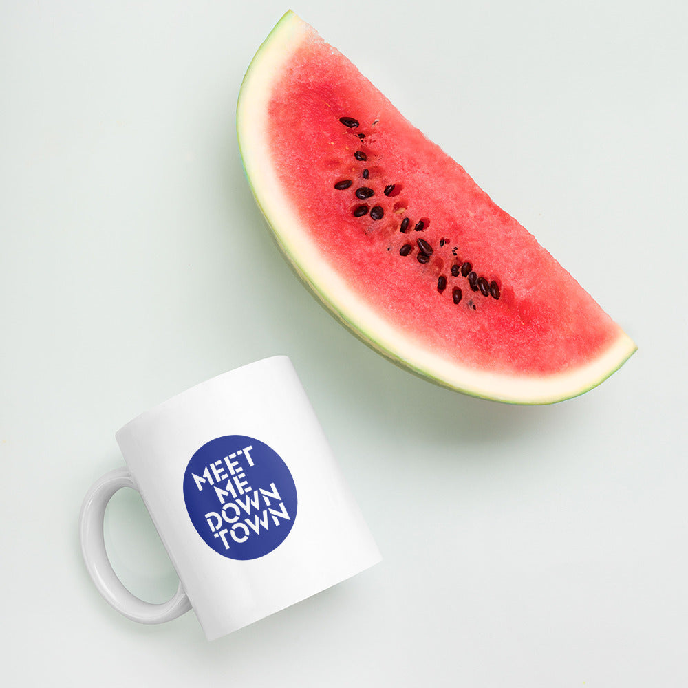 "Meet Me Downtown" White Glossy Mug