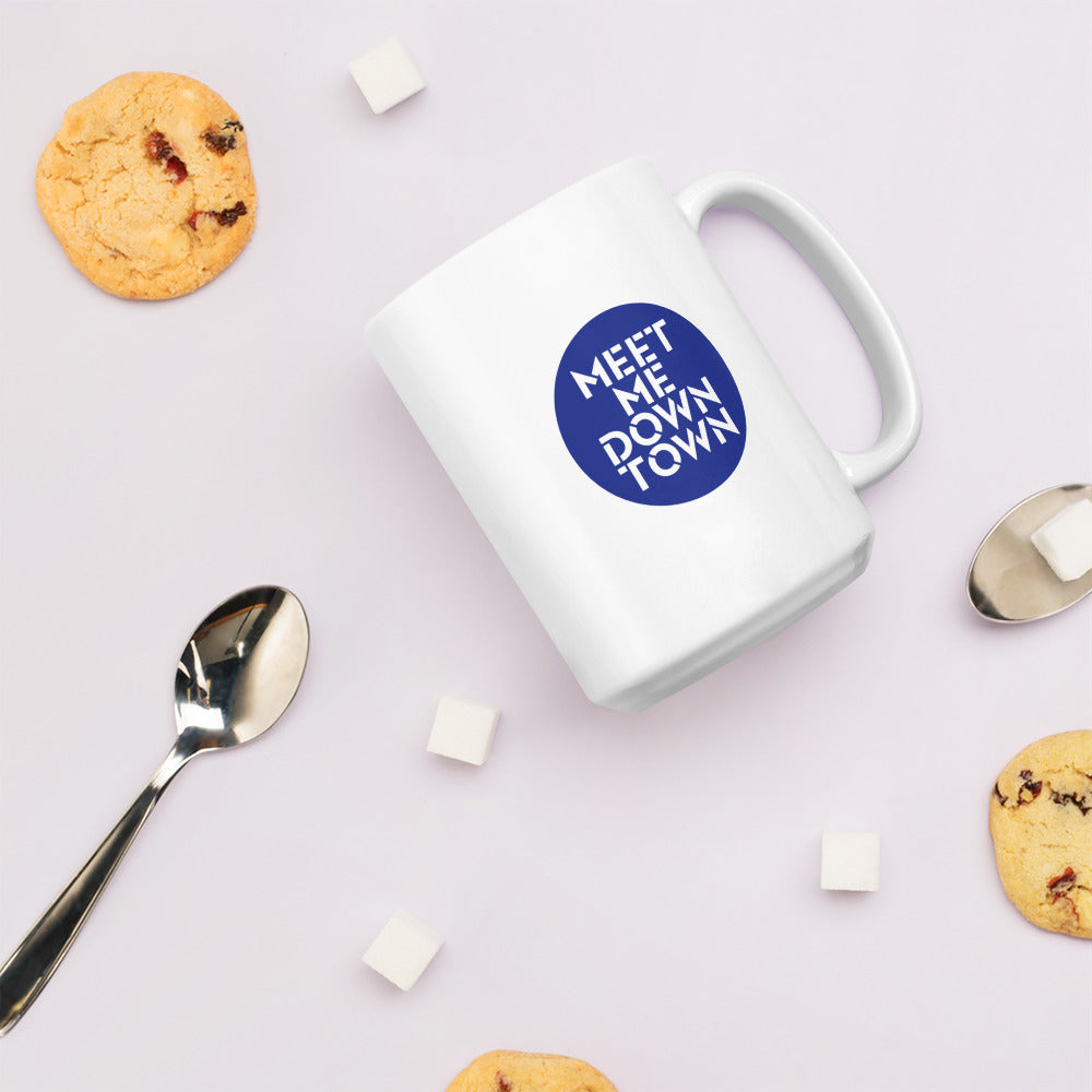 "Meet Me Downtown" White Glossy Mug