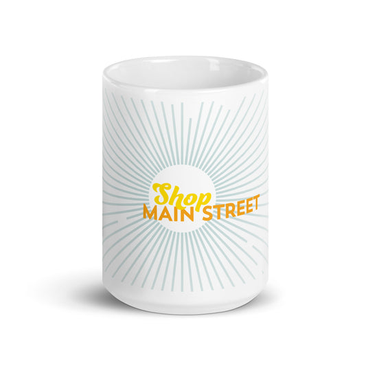"Shop Main Street" White & Blue Glossy Mug