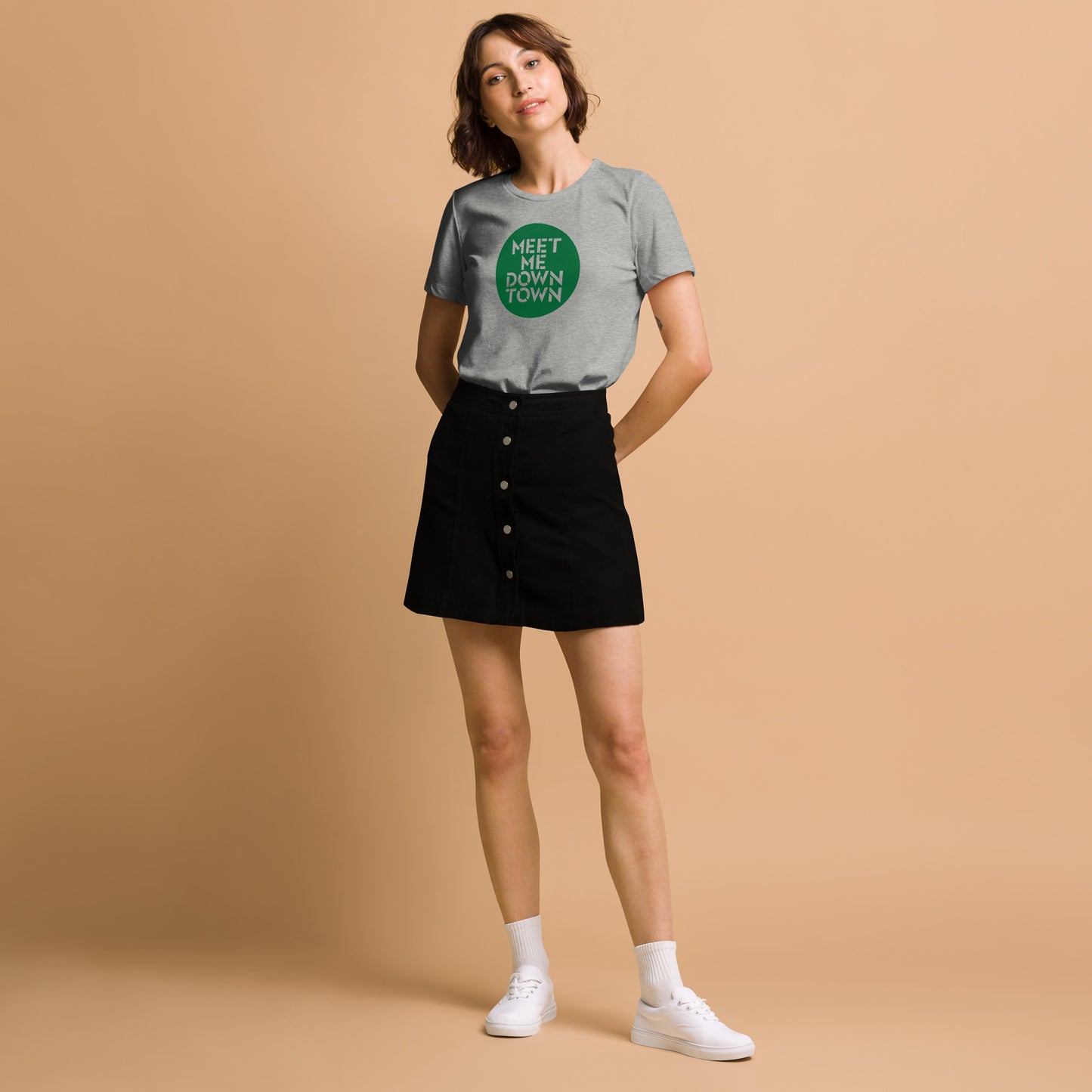"Meet Me Downtown" Green Women’s Relaxed Tri-Blend T-shirt