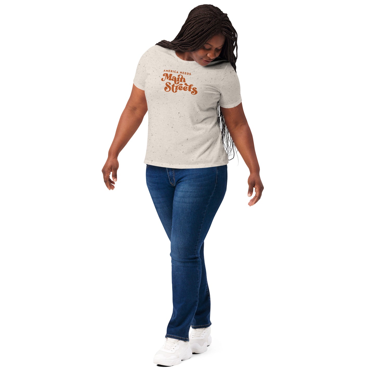"America Needs Main Streets' White & Orange Women’s Relaxed Tri-Blend t-shirt